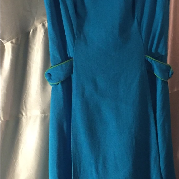 Turquoise and lime green vintage dress - Picture 2 of 5